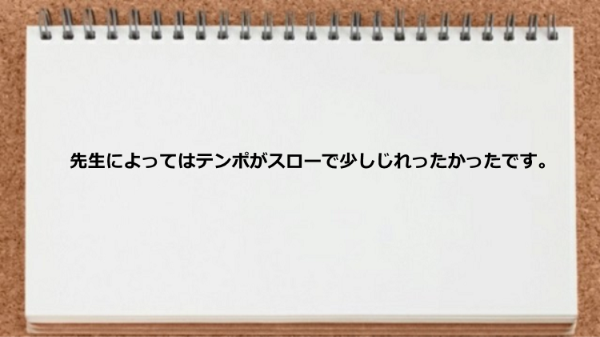 先生によってはテンポがスローでじれったかったです。