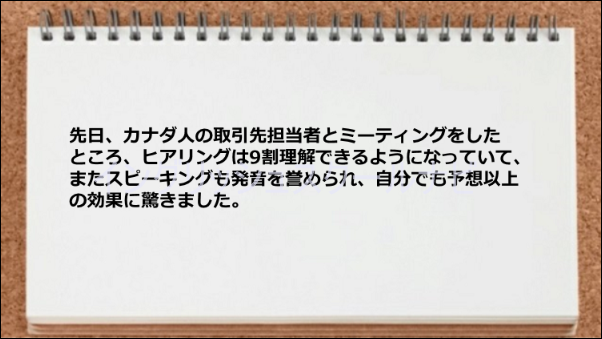 カナダ人とのミーティングでヒアリングとスピーキングの伸びを実感した